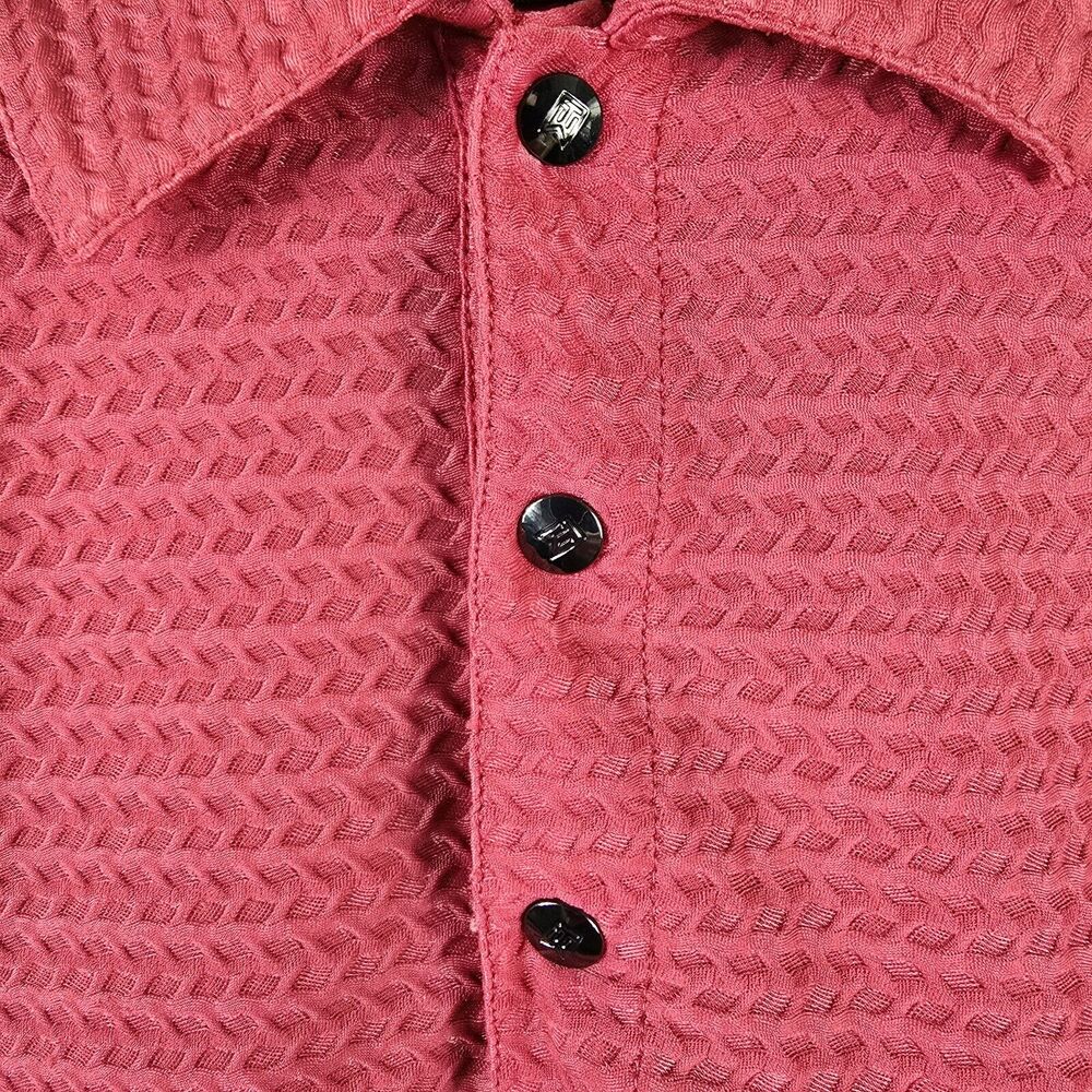 Tiger Woods Textured Polo Shirt Mens Large Pink Golf Short Sleeve Metal Logo - Picture 7 of 15
